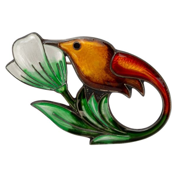 David Anderson Sterling Enamel Hummingbird Brooch