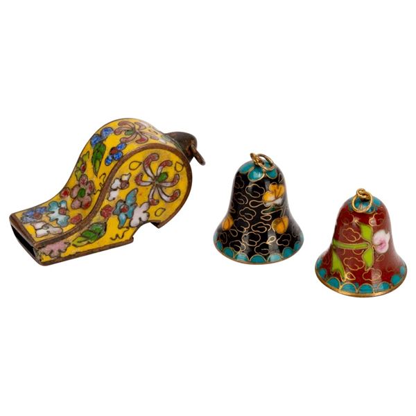 Cloisonne Enamel Three Piece Pendant Charm Lot