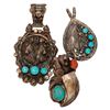 Image 1 : Signed Southwestern Sterling Turquoise Pendant Lot