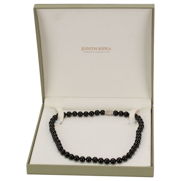 Judith Ripka Black Onyx Bead Sterling Necklace
