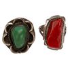 Image 1 : Southwestern Sterling Turquoise & Coral Ring Lot