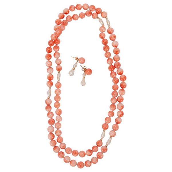 14K Salmon Coral Freshwater Pearl Jewelry