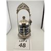 Image 1 : VICTORIAN BLACK GLASS PICKLE CASTOR WITH ORNATE SILVERPLATE STAND AND TONGS