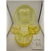 Image 1 : YELLOW DEPRESSION GLASS DIVIDED SERVING BOWLS 