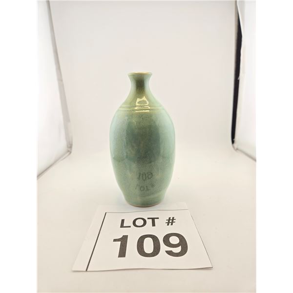 GREEN GLAZED STUDIO POTTERY VASE