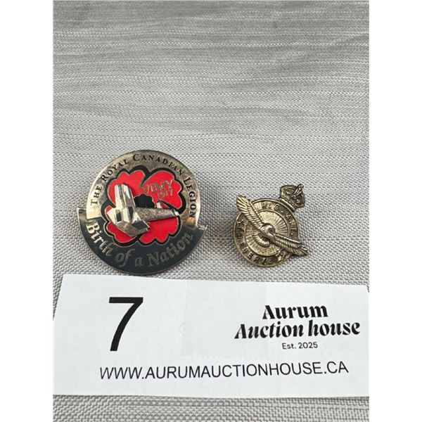 Vintage R.C.A.F Sterling Silver Pin and Birth of a Nation Hard to Find Leigon Pin