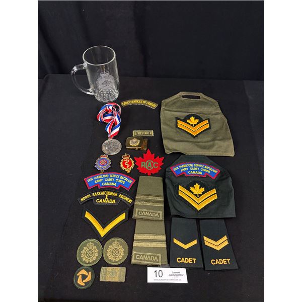 Large Lot of Canadian Military and Cadet Services Pins, Cloth, Mug, etc.