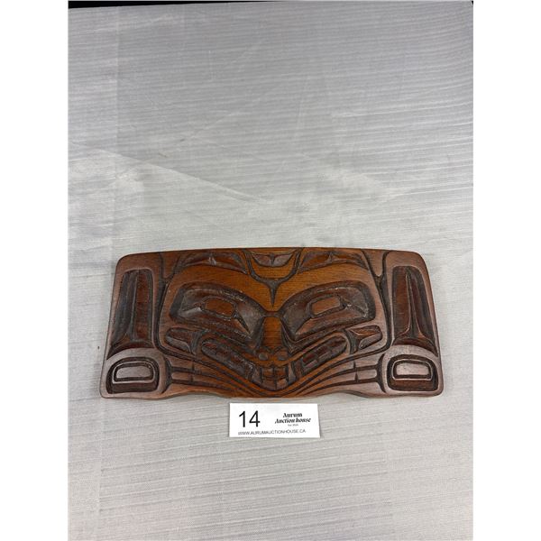 Very Nicely Carved 11" x 15" West Coast Native Signed Board Split Bear and Arms Signed Gordon Clayto