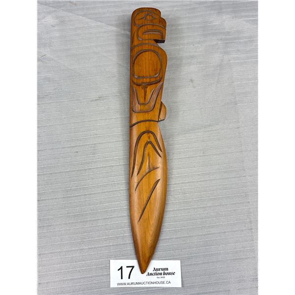 Nicley Carved West Coast Native Signed Carving 11" Tall