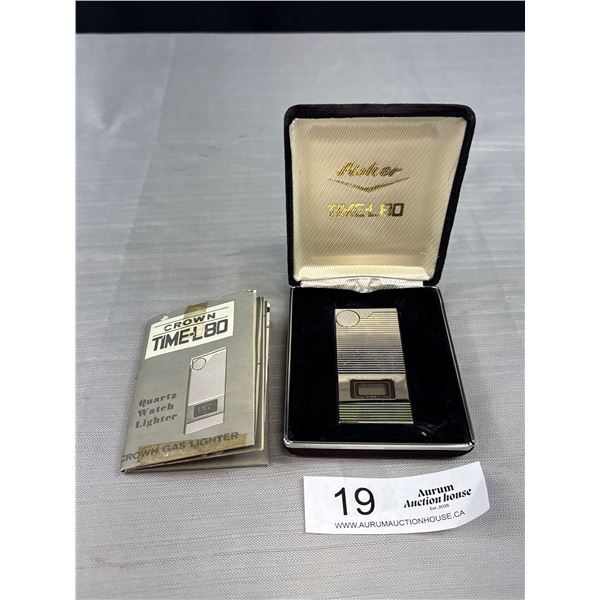 Vintage Fisher Crown Time L-80 Quartz Clock Lighter in Case