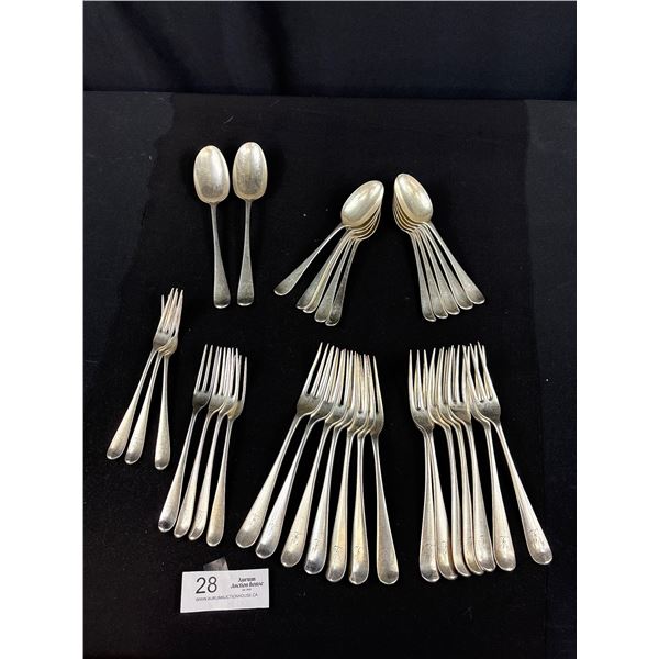 34 Pc's, 1850's Elicington Flatware