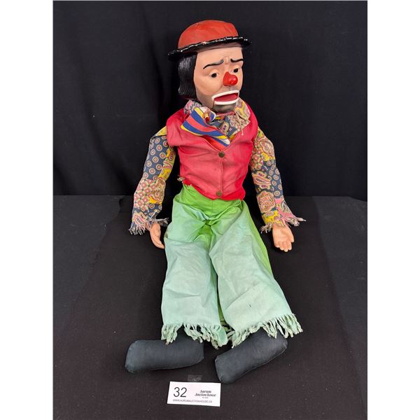 Vintage Lg Toy Clown Made By Juno Novelty Toys Inc. Approx 30" Long