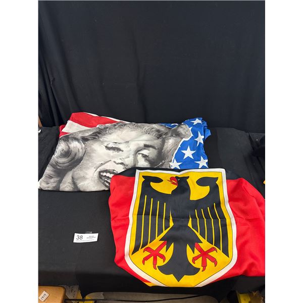Marilyn Monroe & Germnay Flags, Each Approx  38" x 54"