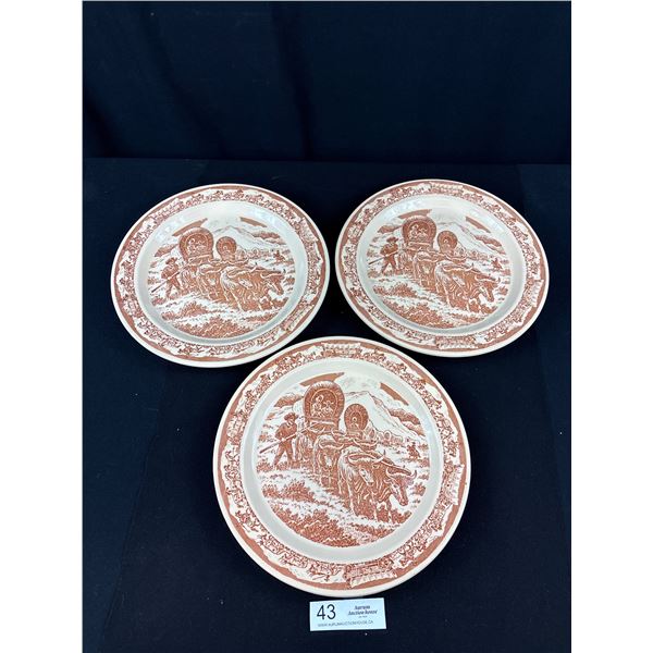 3 Vintage "Westward Ho" Pioneer Trails, California Plates, Good Condition, Each 10" Diameter