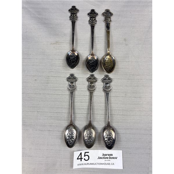 6 Vintage Rolex Watches Interlanken Spoons, Each Has A Different Image, Approx 4" Long, Hard to Find