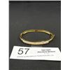 Image 1 : Gorgeous Gold w/ Rhinestones Hinged Bangle, Marked Swarovski © Swan