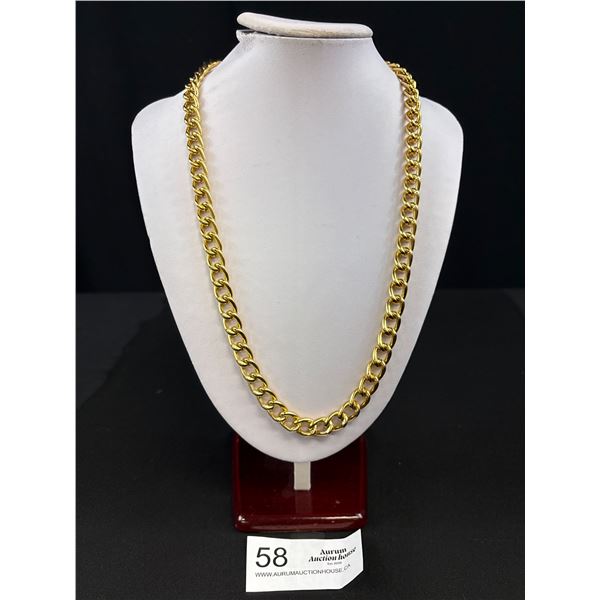 Gold Plated Links Chain Necklace, 24 Inches Length