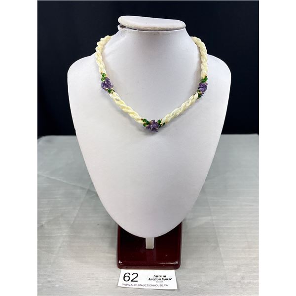 Twisted Mother of Pearl and Beads Necklace