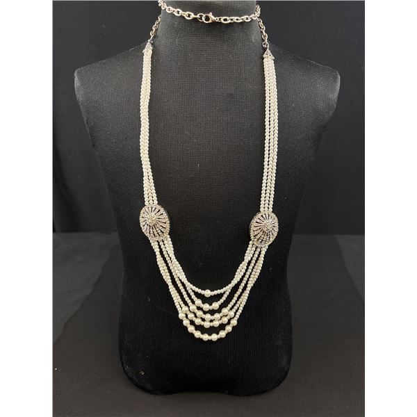 Artifacts Pearls w/ Sparkling Rhinestone Décor Necklace