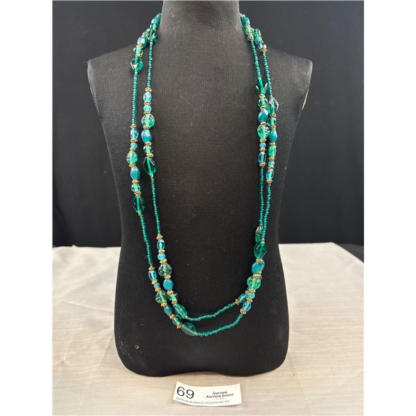 Vintage Double Length Glass Beads Necklace