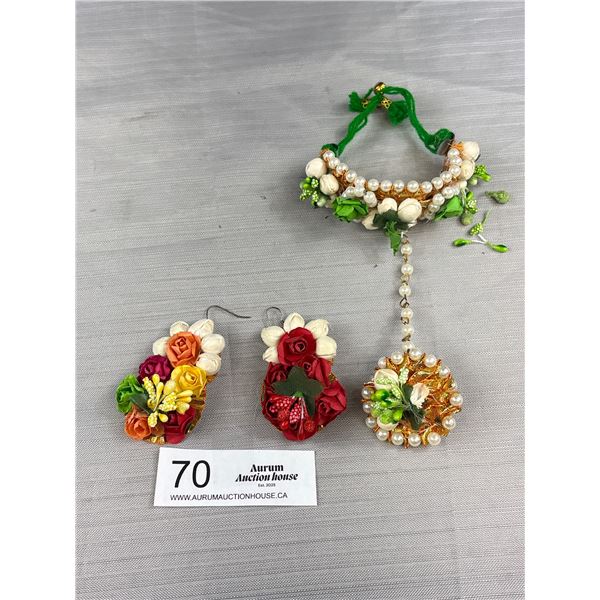 Flower Power Bracelet w/ Matching Ring + Pair of Earrings