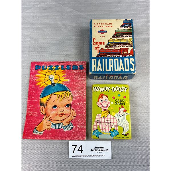 3 Pcs Vintage Cards Games + Booklet (Howdy Doody, etc)