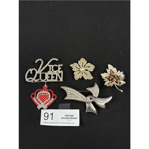 4 Unique Rhinestones Brooches