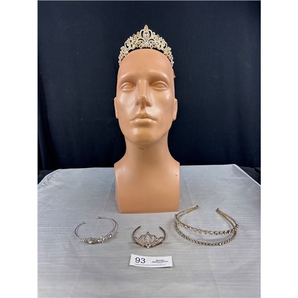 4 Vintage Tiara or Crowns w/ Rhinestones