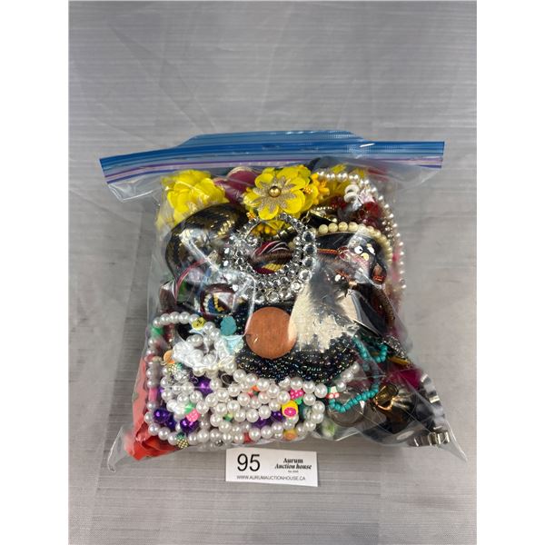 Large Bag w/ Variety of Costume Jewelry, Parts, Watches, Beads, etc.