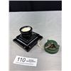 Image 2 : Rare 1920's Emson Camera Co.  Glass Lamp w/ Wick Cutter, Approx 3" Tall
