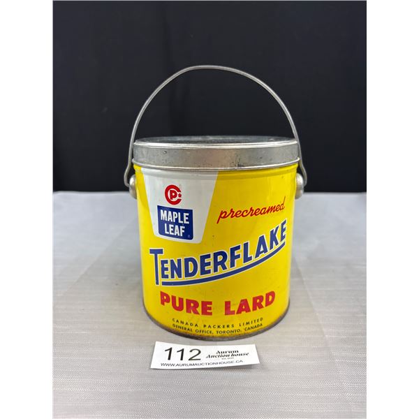 Vintage Maple Leaf Tenderflake Lard 3lb Pale, Nice Condition