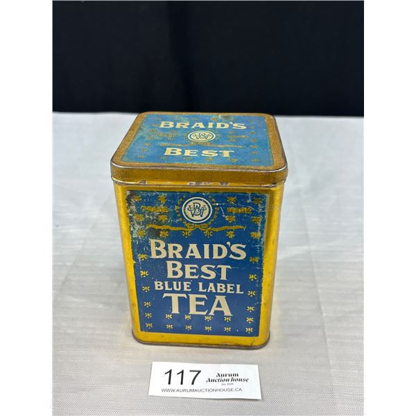 1920's-30's Braids Best Blue Label Tea Tin