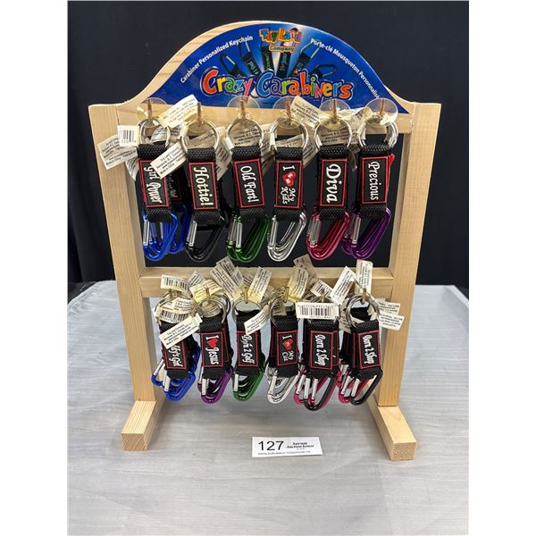 New 72 Piece "Crazy Carabiners" Store Display 24 Different Sayings, All Metal Carabiners, Display is