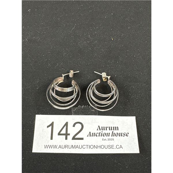 Nice Pair of Multi Hoop Sterling (Tested) Earrings