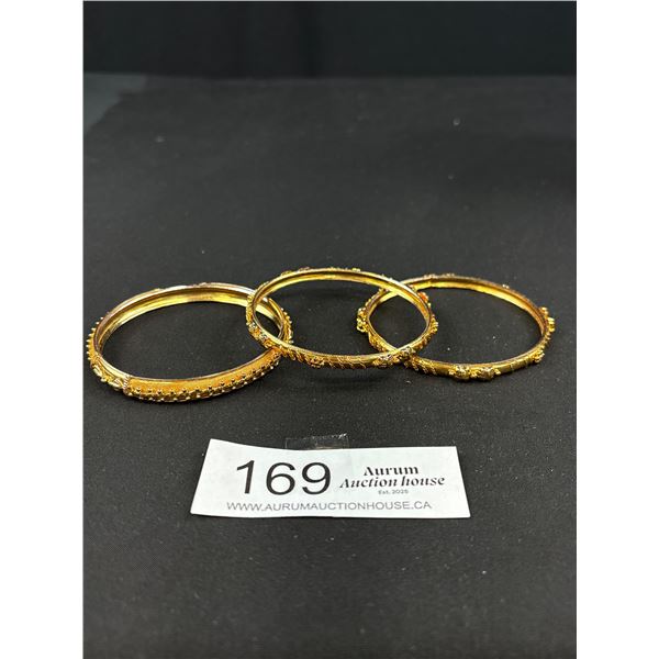 3/22K Gold Plated Bangles Unmarked