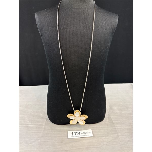 Silver + Gold Tone Pendant w/ Chain Necklace