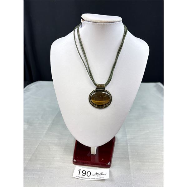 Vintage Stone Pendant w/ Cord Necklace