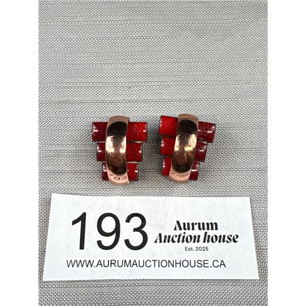 Pair of Vintage Enamel Matisse Clip On Earrings Signed