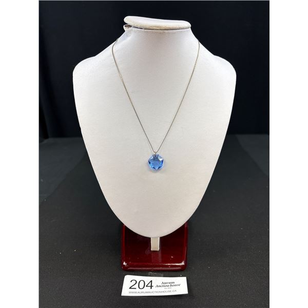 Very Pretty Blue Crystal Drop Necklace Vintage