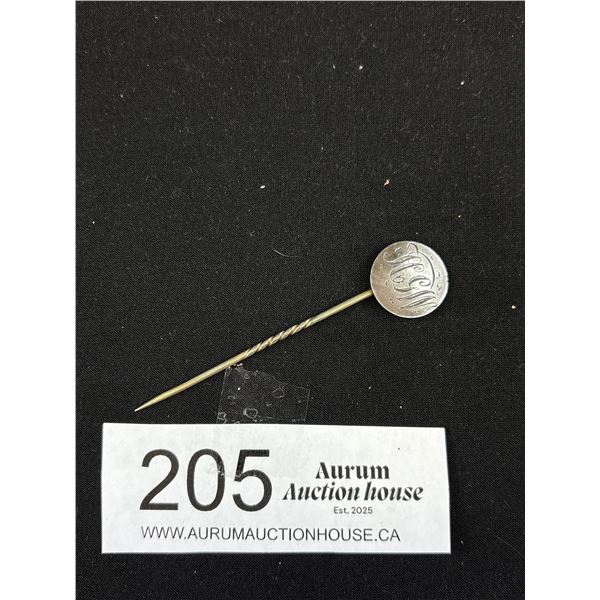 Early 1900's British Silver 3 Pence and Coin Stick Pin