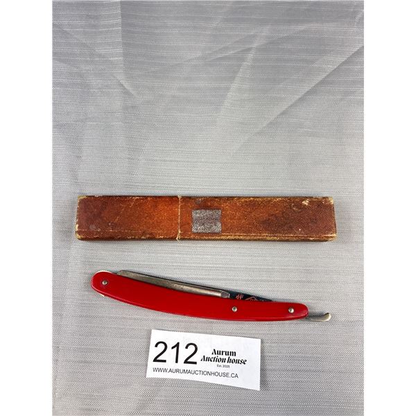 Unusual Antique "Hencurls" Cut Throat Razor (Red)
