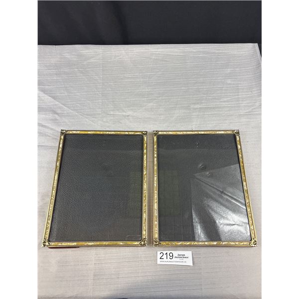 Pair of Vintage 8" x 10" Metal w/Inlay Border Photo Frames