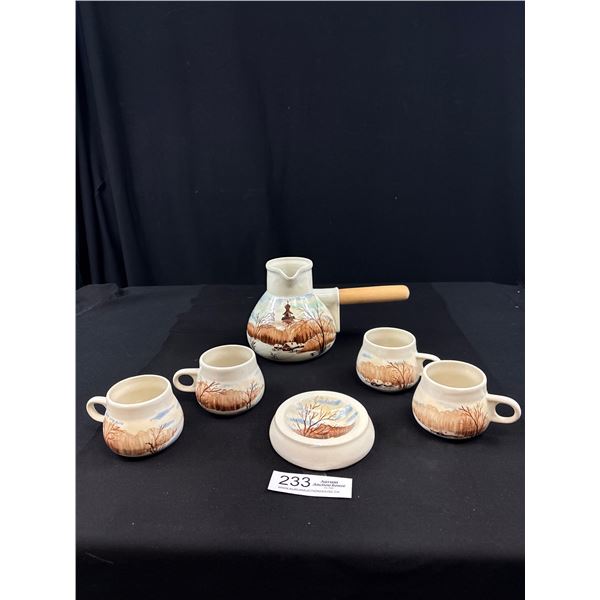 Vintage Handpainted 6 Pc. Hot Drink Set