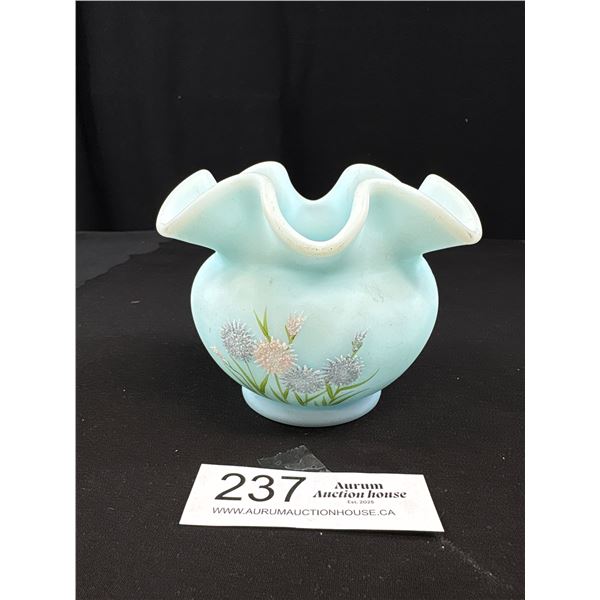 Pretty Vintage Fenton Handpainted Vase - Artist Signed and Original Sticker