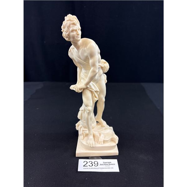 Vintage Signed A.Santini Sculpture - "David Preparing For Battle" - 10" Tall