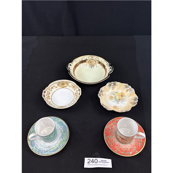 Goebel Demi Cups and Saucers, Handpainted Meito Bowls