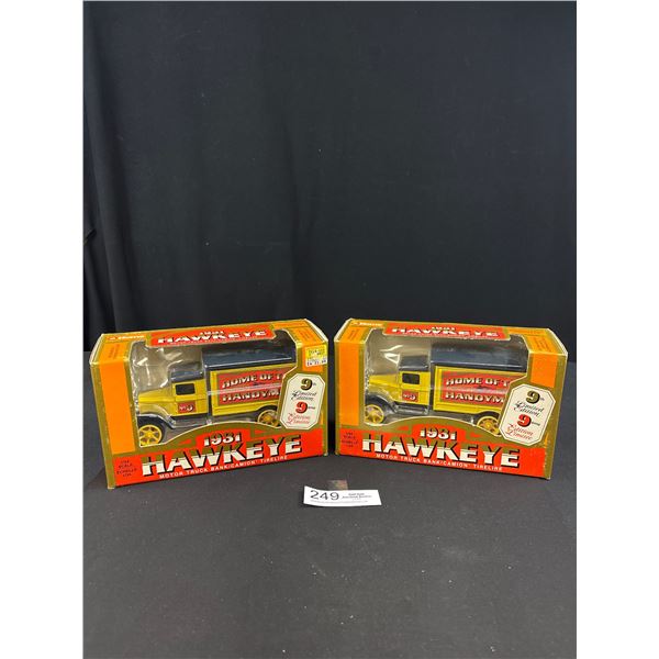 2 New in Package 1:34 Scale 1931 Hawkeye Motor Truck Banks