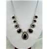 Image 2 : Beautiful Black Glass + Rhinestones Necklace