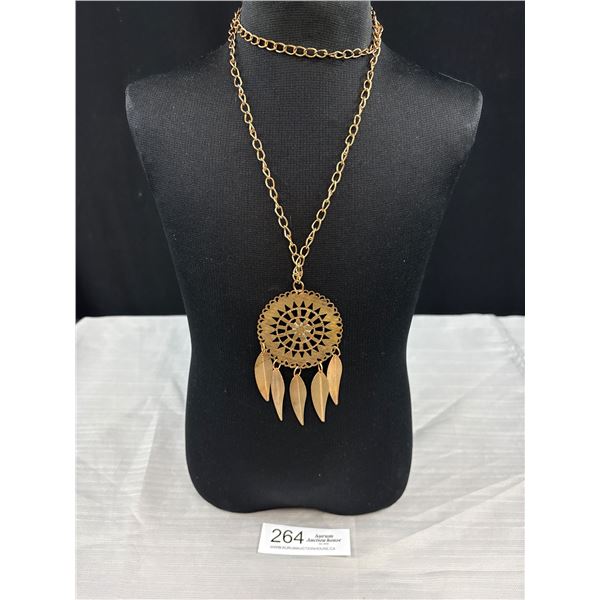 Vintage Gold Tone Pendants w/ Chain Necklace