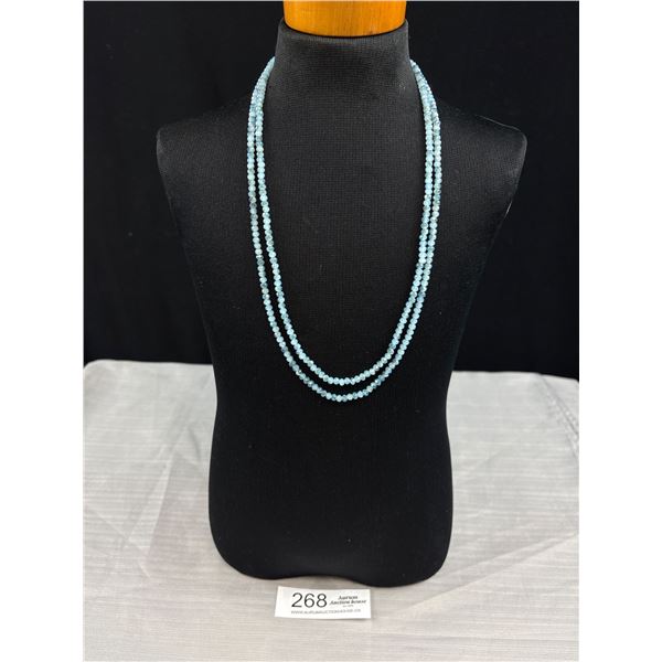 Double Strand Blue Crystal Beads Necklace